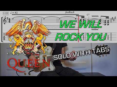 Queen - We Will Rock You (Solo cover) - Lesson with TABs