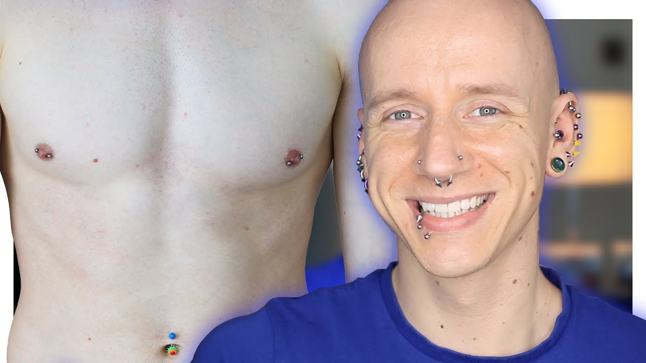 Light skin nipple piercings compilations