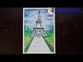 Vẽ tháp Eiffel - Vẽ tranh sáp dầu;Drawing Eiffel tower - Painting oil wax.