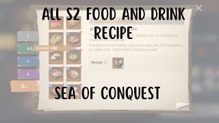 All New S2 Food and Drink Recipe in Game Sea of Conquest