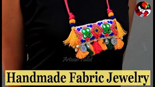 Handmade Fabric Jewelry Making | DIY Fabric Jewellery Neckpiece Design | @artisanpallet