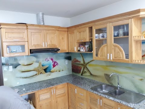 Vách bếp kính cường lực in tranh 3D cực đẹp tại Chung cư Lexington Residence Quận 2