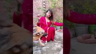 LOVELY SMART GIRL PLAYING BABY CUTE DOGS AT HOME | Beautiful Girl Playing With f