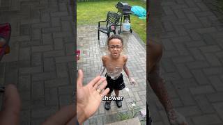Dad Catches Son Taking A Shower In The Rain