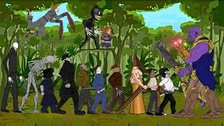 Thanos Vs Pyramid Head, Pennywise, Jeff, Jason, Chucky, Freddy, Kong, Slenderman, Cartoon Cat, More