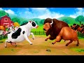 Don't Miss the End - Angry Bison vs Cow and Buffalo Fighting Video | Wild Animals Comedy Cartoons
