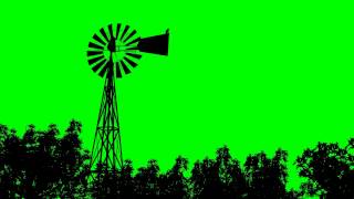 Windmill Silhouette On Green Screen 2 - Free Use