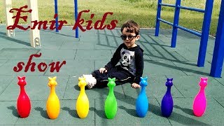 Learn Colors With Colorful Ninepins For Kids, Toddlers, Children, Babies, Baby Bowling