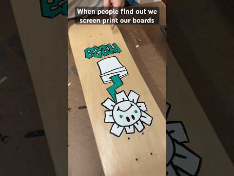 Screen printing boards is harder than it looks #skateboarding #diy
