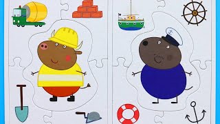 Bay Bull Ve Papa Dog Birlikte - Peppa Pig Çocuklar Için Yapbozlar