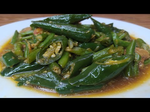 Sundanese green chili and string bean salad recipe | Green chili and string bean salad recipe for...
