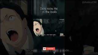 Denji Kicks Aki In The Balls