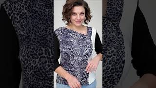4029 48 56 Блуза Черно Белая С Принтом