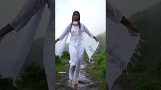 She Danced With Rain Indian Girl In White On The Hills