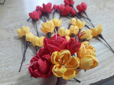 cách làm hoa mai hoa đào bằng giấy nhún