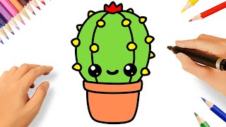 Como Desenhar Um Cacto Kawaii Fofinho Fácil