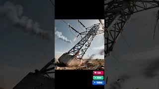 Poteau Electrique Haut Tension Seffondre Explosion De Débris En 4K