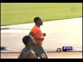 Guy in grey spandex, slo mo Track & Field