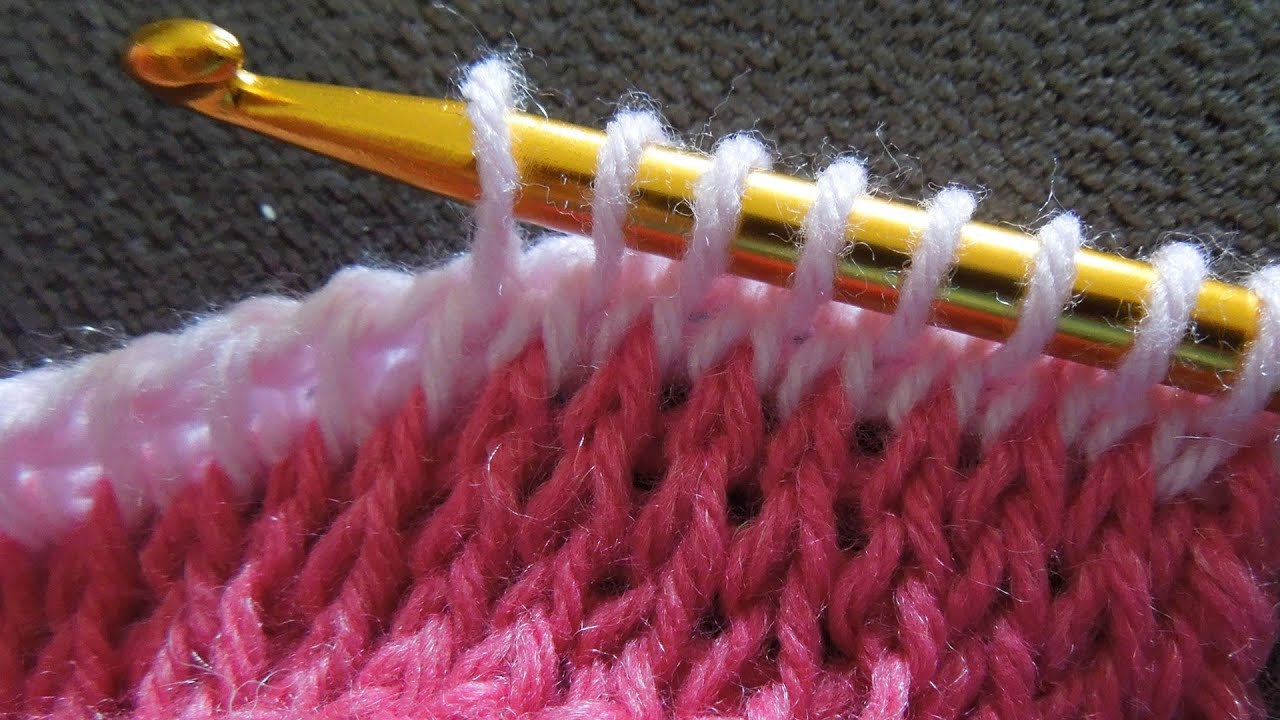 (Crochet) How To - Crochet Tunisian Simple Stitch and Knit Stitch - YouTube