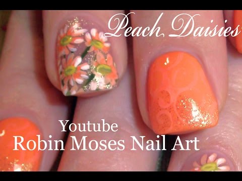 How To Paint tangerine spring Daisies robin moses wedding bridesmaid nail