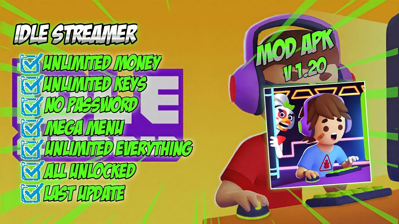 IDLE STREAMER MOD APK 2022 V 1.20 IDLE STREAMER MOD APK 2022 V 1.20