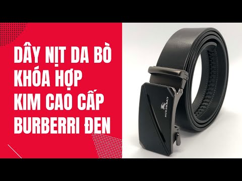 Dây nịt da bò khóa hợp kim cao cấp Burberri dây màu đen