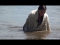 Hippie Nathalie in wool poncho gets soaked