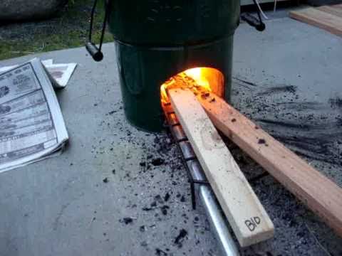 test of a Rocket Stove with bellows for an 8th grade science project 
