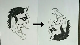 How to turn Evil into Angel drawing - Optical illusion drawing.