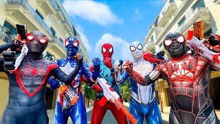 What If All Color Spider-Man In 1 House? Hey Spider-Man , Go To Trainning Nerf Gun !! (Funny Action)