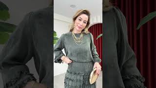 7685 Selin Etekli Takım Tesettür Elbise Modelleri Etekli Kombin