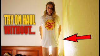 Try on haul new transparent T-shirt with Tina