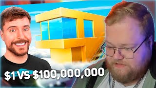 РЕАКЦИЯ T2x2:  Дом за $1 Vs $100,000,000! | MrBeast