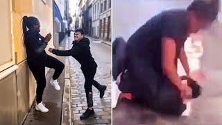 Karen Throws First Punch Then Gets Knocked Out Cold