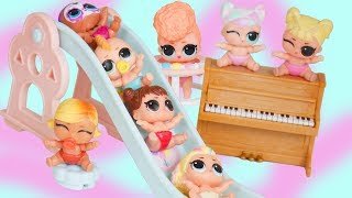 Lil LOL Surprise Dolls Brothers Visit Barbie Nursery Pool for Babies
