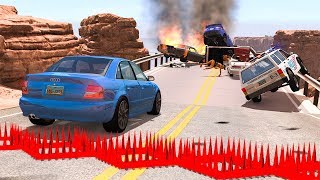 Collapsing Bridge Pileup Car Crashes #12 - BeamNG DRIVE | SmashChan