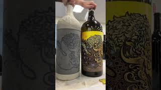 Etched And Hand Painted Dragon Design Wine Label Bergin Screen Printing & Etching