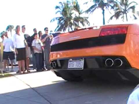 Orange Lamborghini Gallardo LP5604 Countach Leaving Car Show