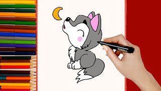 Como Dibujar Un Lobo Kawaii Paso A Paso. Aprende A Dibujar Un Lobo Aullando Animales Kawaii