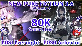 New Pure Fiction 3.6 E0S1 Evernight X E0S0 Acheron 80K Score Clear Honkai Star Rail
