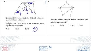 7. Sınıf Matematik Kazanım Kavrama Test 24 Çokgenler Çözümler