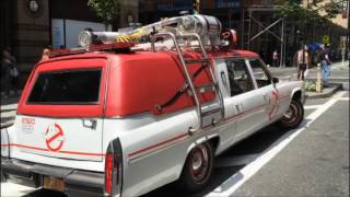 MINI COMPILATION OF MULTIPLE GHOSTBUSTERS ECTO-1 REPLICAS IN MANHATTAN PROMOTING THEIR 2016 MOVIE.