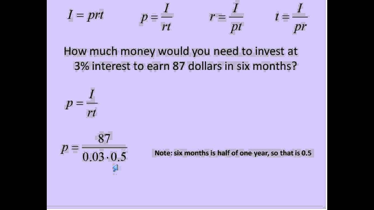 Simple Interest I = prt (Simplifying Math) - YouTube