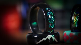 Black Sea Opal Moon Phase Resin Ring