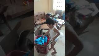 Ryro Helping With The Laundry. Good Job