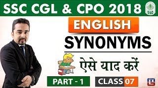 Synonyms | Part 1 | Class 7 | English | SSC CGL | CPO 2018