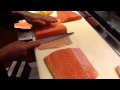 Corte Japonés y preparación del sajón para sushi y sashimi