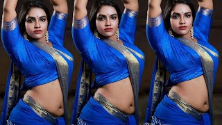 Saranya Shani New Blue Saree Viral Video