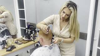Lady Barber At Work