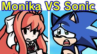 Friday Night Funkin Lunatic Monika Vs Fleetway Sonic Phantasm Song Dark Puddle Fnf Mod